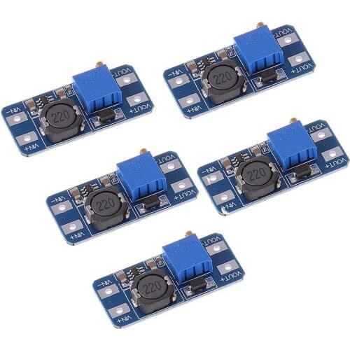 5Pcs DC-DC MT3608 DC Voltage Regulator Step Up Adjustable Boost Converter Power Supply Module 2V-24V to 5V-28V 2A Max