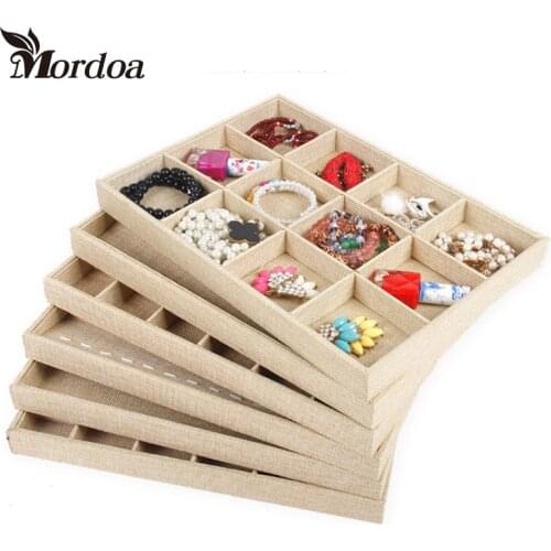 Linen Necklace/Ring/Bracelet/Pendant/Watch/Jade Bracelet/Loose Bead Hand Catenary Show Case Earring Storage Jewelry Display Tray