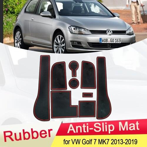 For VW Volkswagen Golf 7 MK7 2013~2019 Rubber Anti-slip Mat Door Groove Cup Gate slot Coaster Accessories 2014 2015 2016 2017