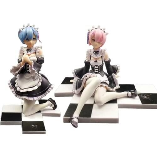 Re Life In A Different World From Zero sitting Kneel Rem Ram PVC Action Figure Figurines Collection Model Toys Statue T30