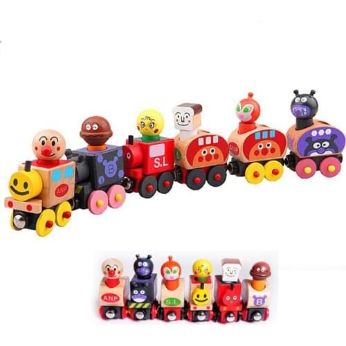 Baby wooden toys Toy Vehicles 6pcs magic Train Bread Surperman Educational table Games small Train for children gifts
