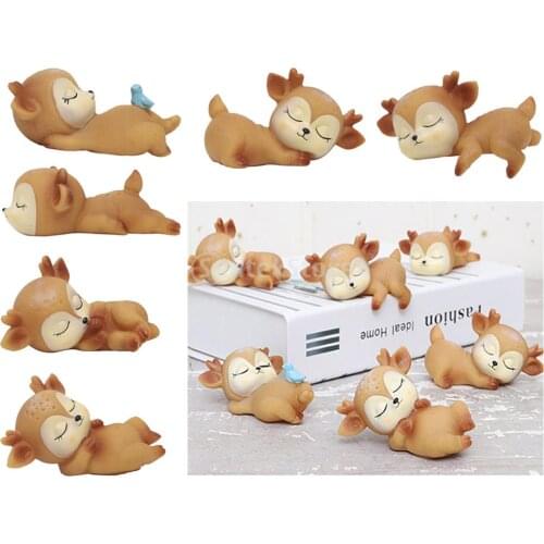 Adorable Silicone Deer Figurines Toys Miniature Animal Ornaments for Sofa