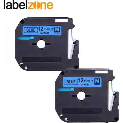 Laminated 12mm black on blue MK531 ribbon cassette compatible Brother p-touch printer mk-531 m-k531 label ribbon M label tape