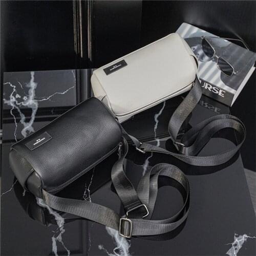 LEBSGE Casual Male High Quality Pu Leather Fashion Crossbody Bag Cylinder Bag Chest Bag Youth Shoulder Bag Solid Color Small Bag