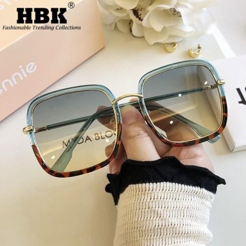 HBK 2021 New Arrivals Oversized Square Sunglasses Women Blue Shades Classic Travel Driving Eyewear Men Luxury Brand Design