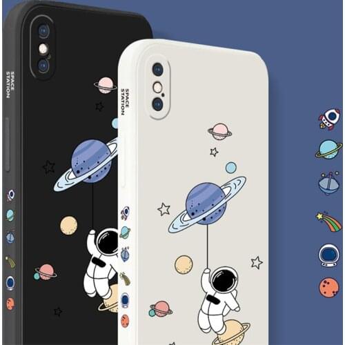 Planet Astronauts Soft silicon Case for iphone 12 11 Pro Max 12 mini 7 8 6 S Plus X XS Max XR SE2 Color Straight edge phone case