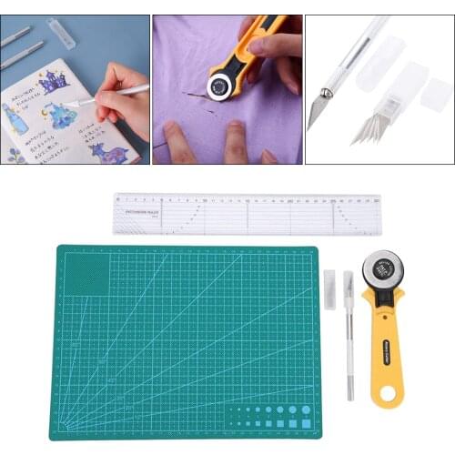 Craft Tools Set 45mm Rotary Cutters,Cutting Mat, Patchwork Ruler, Carving Knife, Rotary Cutter Kit for Sewing, Quilting