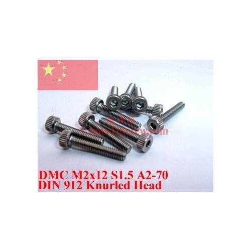 Stainless Steel screws M2x12 DIN 912 A2-70 Knurled Polished ROHS 100 pcs