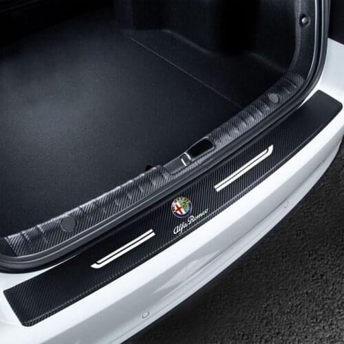 Car Rear Bumper Stickers For Alfa Romeo carbon fiber fabric Trunk Guard Plate Stickers Car trunk decorative protective stickers