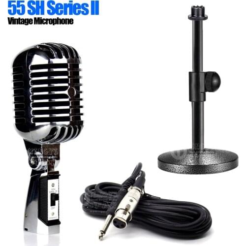 55SH Tabletop Stand 6.5mm Jack Wired Pro Metal Dynamic Retro Vintage Microphone Holder For DJ Controller Launchpad Home Studio