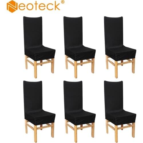 Neoteck 6 Pcs Removable Chair Cover Elastic Slipcover Modern Kitchen Seat Case Stretch Chair Cover For Banquet Washable