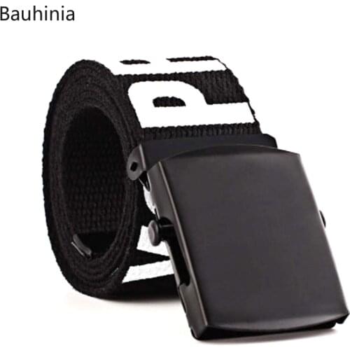 New Trendy Men And Women Hot Sale Smooth Buckle Canvas Belt Casual All-match Jeans 3.7CM Luxury Wide Belt