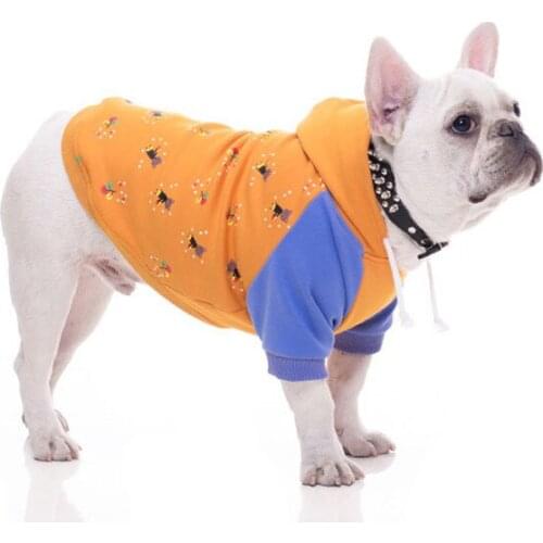 Dog Clothes for Small Dogs Cartoon Print Cotton Hoodies for French Bulldog Chihuahua Winter Warm Outfit Puppy Pet Costume 3XL
