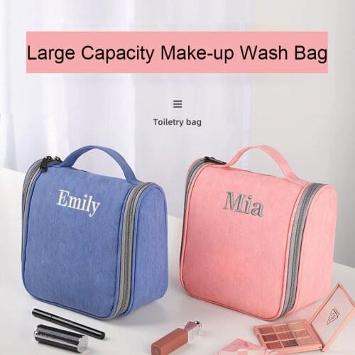 Personalized Name Makeup Bag Portable for Travel Toiletry Bag Large Capacity Pocket Womens Cosmetic Bag Organizer