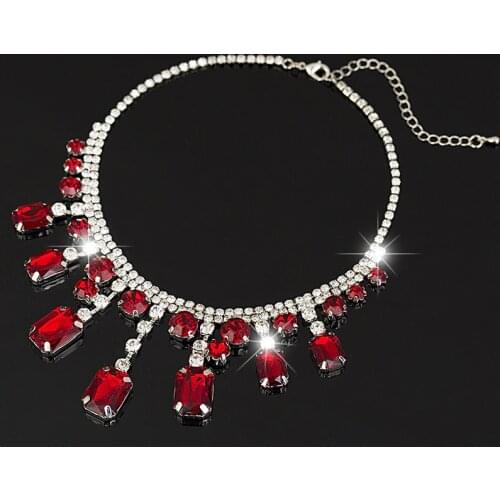 Star Jewelry SALE 2015 New sliver Plated Elegant Drop Crystal Choker Necklace Women Statement necklaces & pendants Gift #N021