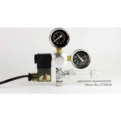 Aquarium CO2 Regulator Stainless Steel Solenoid Valve Bubble Counter CO2 Control Decompression Table Water Fish Tank Tool
