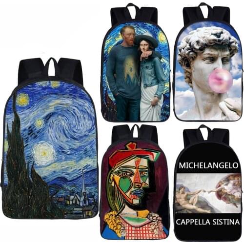 Starry night / Van Gogh / Michelange Backpack for Teenager Girls Boys School Bags Children Bookbag School Backpack Women Bagpack