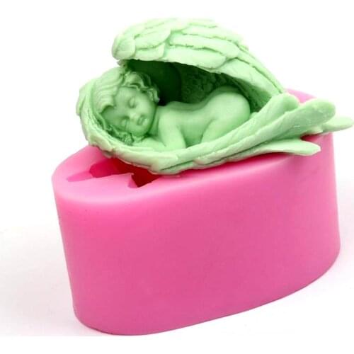 Silicone Mold Angel Shaped Non Stick Candle Molds Baby Birthday Party Small Candle Mold Fondant Candy Cake Chocolate Mold