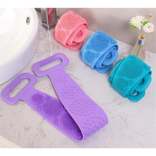 Silicone Back Scrubber Soft Loofah Bath Towel Bath Belt Body Exfoliating Massage For Shower Body Cleaning Bathroom Shower Strap