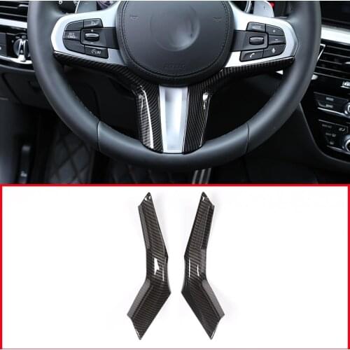 Carbon fiber Style For BMW X3 X4 X5 G01 G02 G05 2019-20 ABS Chrome Steering Wheel Decoration Cover Trim For BMW 5 Series G30 G38
