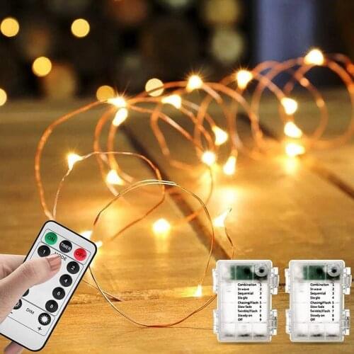 LED String Lights with Remote Control Battery Operated Fairy Lights 8 Mode Waterproof Starry Lamp For Wedding Party Xmas Decro