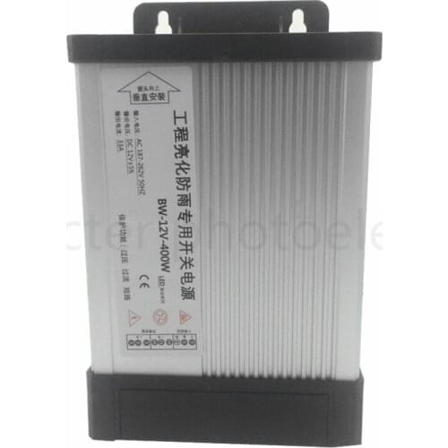 AC 187-265V LED Driver 400W 12V 33.3A LED Power Supply Rain-proof LED Light Power Adapter Outdoor Application