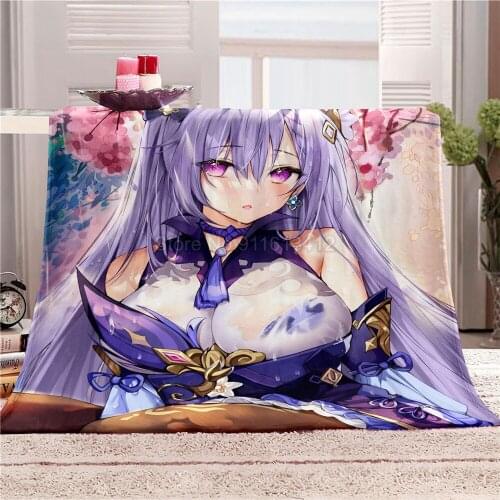 Genshin Impact Flannel Blanket 150x200cm Plush Throw Blanket for Kid Adult Gift Soft Warm Cartoon Bedding Flatsheet Home Decor