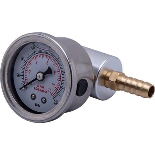 Free shipping Universal 1/8 NPT Fuel Pressure Gauge 0-160 psi and adaptor kit For fuel injection systems