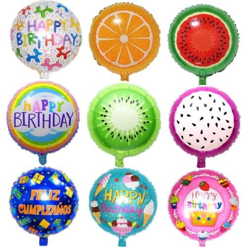 18 inch round fruit aluminum foil balloon children cartoon toy balloon birthday party party holiday kindergarten layout