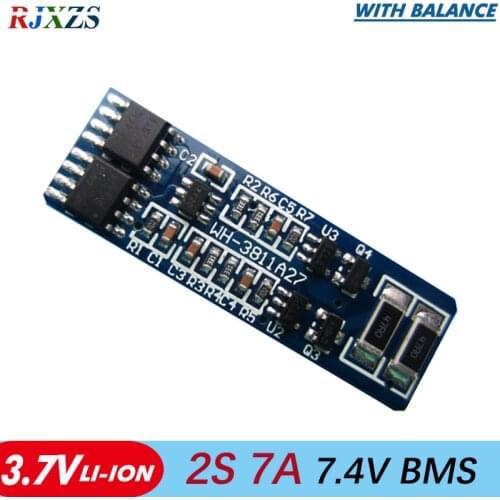 2PCS/alot 2S 4A 7.4V li-ion BMS PCM battery protection board bms pcm with balancing for LicoO2 Limn2O4 li battery