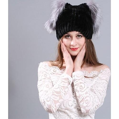 Women fur hat for winter natural rex rabbit fox fur cap russian female fur hats 2018 brand new fur hat female winter hats