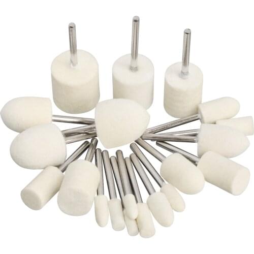 10Pcs Grinding Polishing Buffing Round Wheel Pad 3-20mm Wool Felt 3mm Shank Metal Surface For Dremel Rotary Tools Accessories