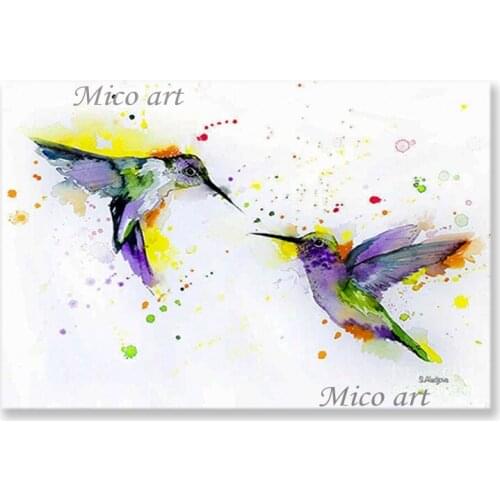 100% Hand Painted 2 Bids Flying Picture Modern Art Oil Paintings Bedroom Decoration Wall Hangings Animal Canvas Wall Art Panel