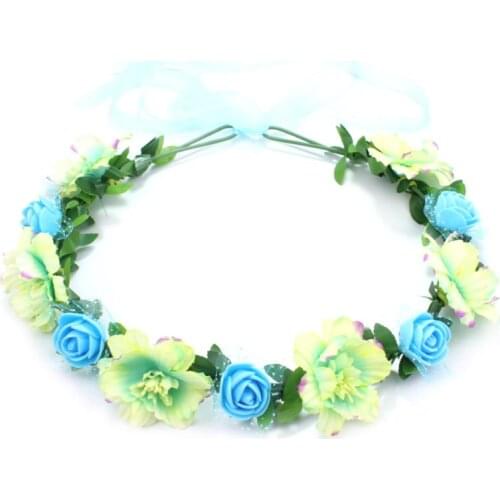 6 Colors Adult Kids Irregular Faux Rose Flower Headband Flower Girls Bridal Wedding Gradient Colored Wreath Crown Mesh C1FE