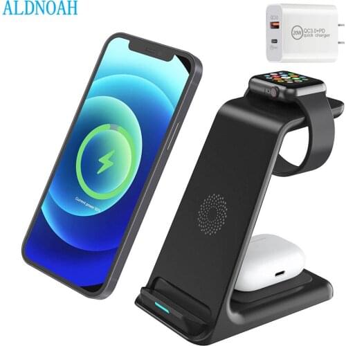 15W Qi Wireless Charger Stand 3 in 1 Fast Charging Station For iPhone 12 11 XS XR X 8 Apple iWatch SE 6 5 4 3 AirPods Pro