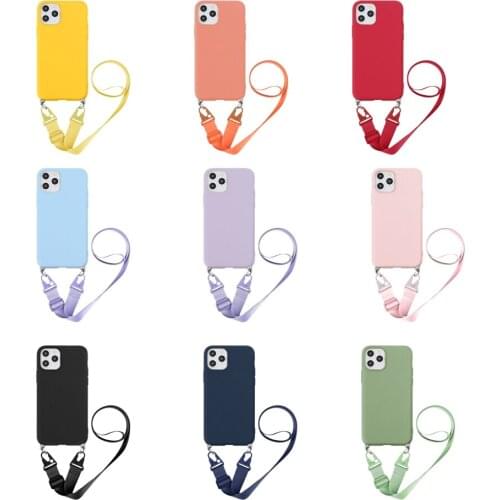 Necklace Lanyard Rope Case For iPhone 7 8 11 12 Pro Max X XR XS Max 6 6s Plus 5 5S SE 2020 Silicon Cover For iPhone 12Mini Funda