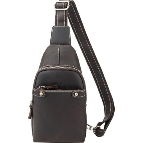 Crazy Horse Leather Chest Bag Vintage Genuine Cow Leather Men Bag Perfect Quality Men Messenger Bags Chest Packs