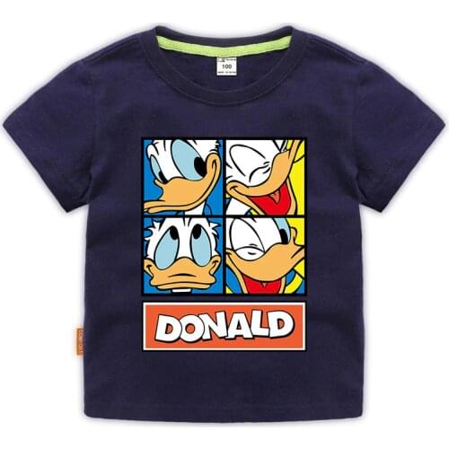 Disney 1 summer childrens T-shirt Donald Duck stitching round neck shoulder buckle T-shirt childrens clothing home cool