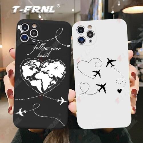 For iPhone 12 case World Travel Couple for iPhone 7 8 SE2020 11 case green red pink soft TPU for 12 mini Pro Max case