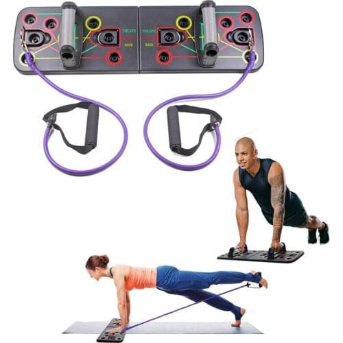 Push Up Board Push Up Handles for Floor with Exercise Bands Portable Bracket Board Stands with Resistance Bands for Men