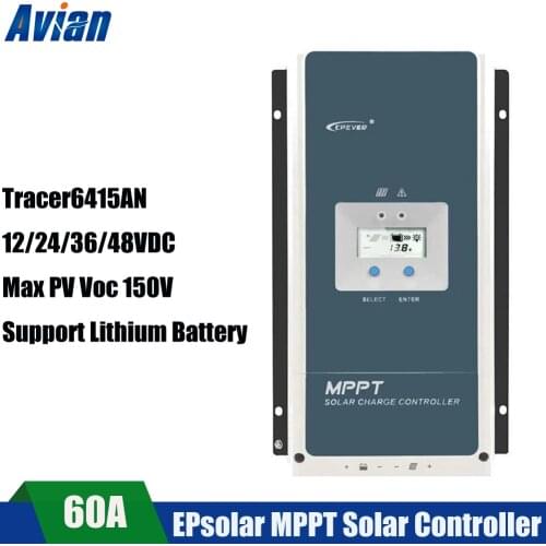 Epever MPPT 60A Solar Charger Controller Tracer6415AN 12V 24V 36V 48V Auto for Max 150V PV Input WIFI MT50 Remote Control