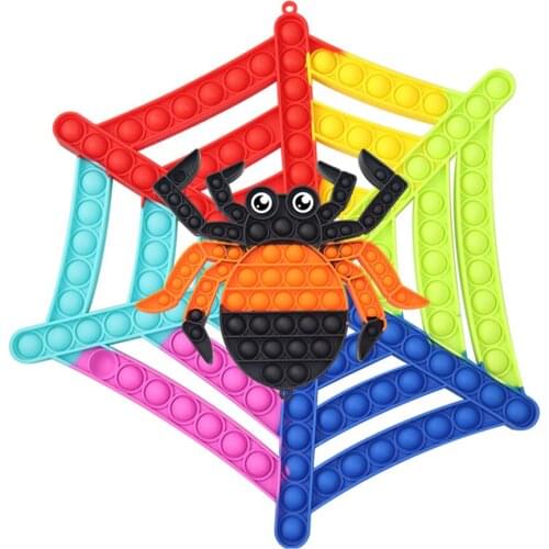 Halloween Spider/Spider Web Push Bubble Fingertip Toys Anti-Stress Stress Reliever Squeeze Adults Kids Sensory Antistress Toy#20