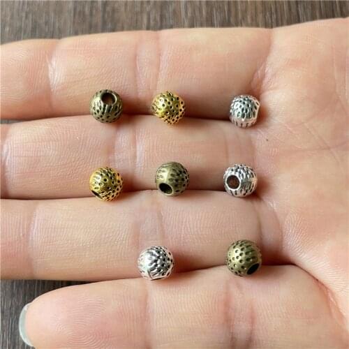JunKang 30pcs 6mm alloy colorful cute mini pitted spacer beads DIY bracelet necklace jewelry connector making