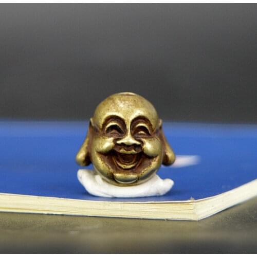 Chinese Exquisite handwork bronze Maitreya Buddha head statue /Pendant