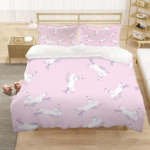 Bedding Set Unicorn Duvet Cover Pillowcases Comforter Double Full Twin Single Size Luxury 3D Bedclothes