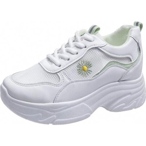 Women Vulcanize Shoes White Flats Casual Lace Up Little Daisy Platform Sneakers Breathable Casual Dad Shoes Autumn Spring Shoes