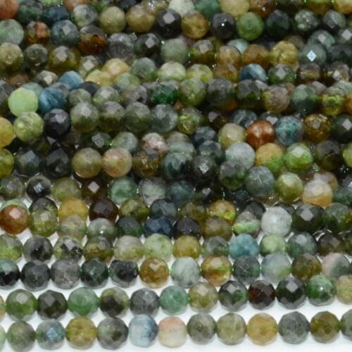 Natural Multiple Color Tourmaline Faceted Round Beads 4.2mm , No Pink or Rubellite