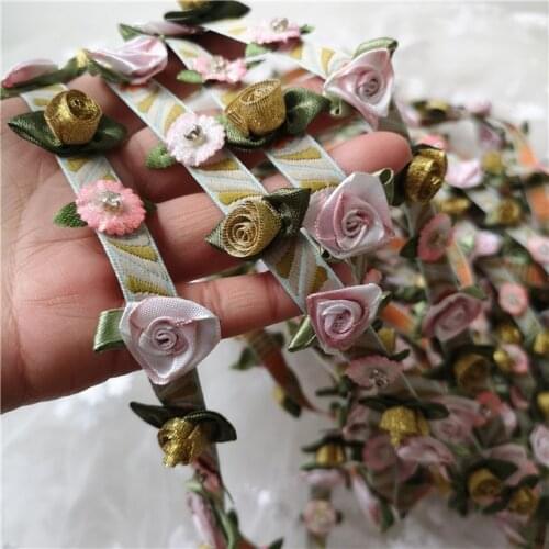 LASUI 5 yards=1 lot Exquisite Ribbon 3D flowers embroidery lace DIY personality wedding veil jewelry accessories 0338