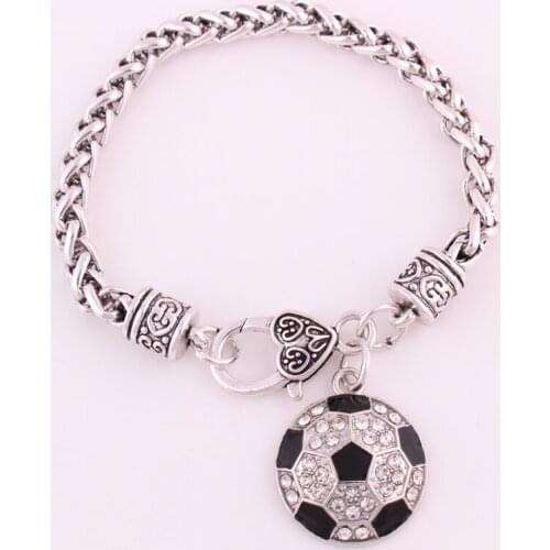 Best Price High Quality rhodium plated studded with sparkling crystal SOCCER charm bracelet