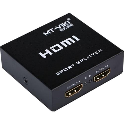 MT-VIKI 2 Port HDMI Splitter HD Video Distributor 1x2 1080P FHD 3D 1 Input 2 Output 5V 1A Power Supply SP104M